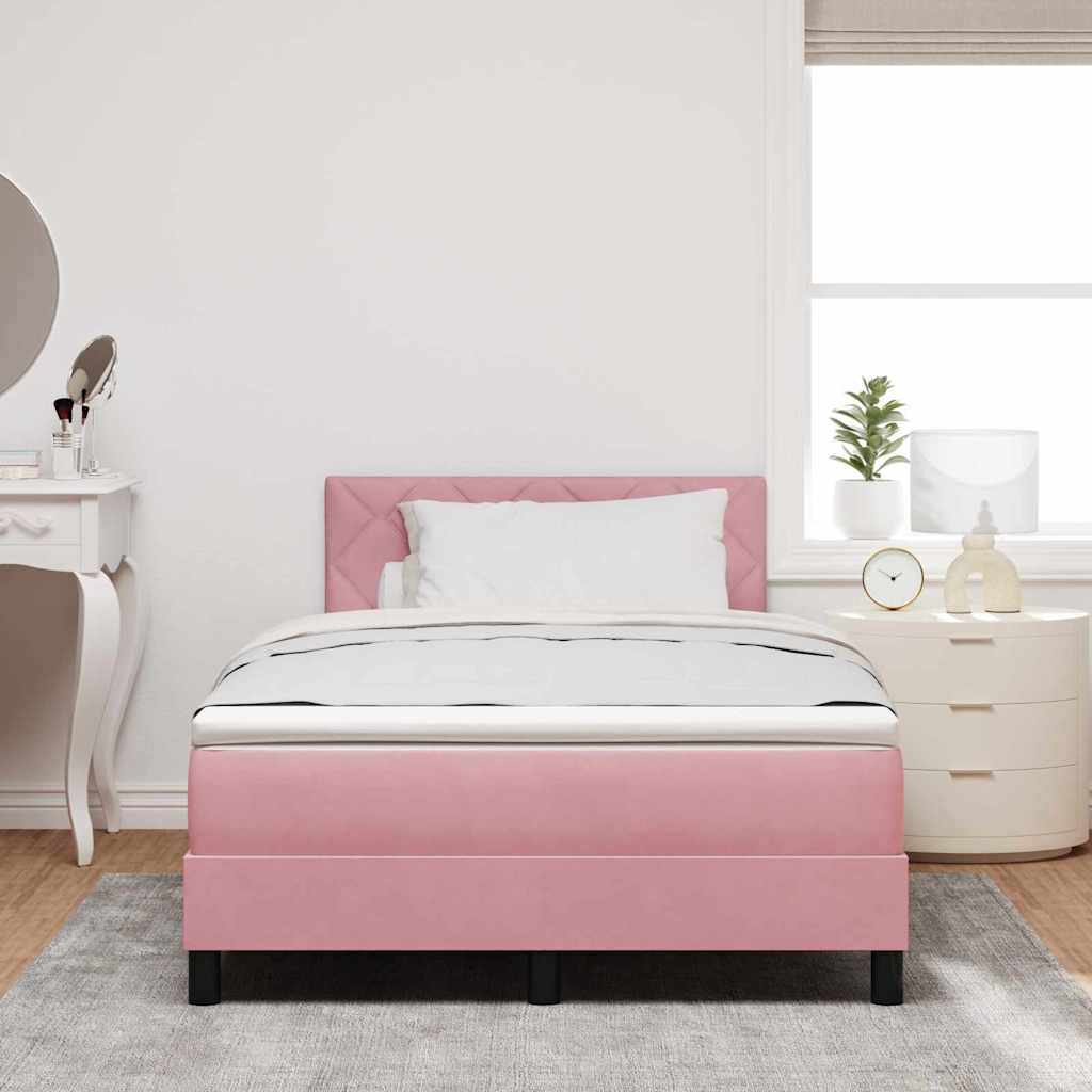 LED Boxspringbett mit Kopfteil Rosa 120 x 190 cm Samt