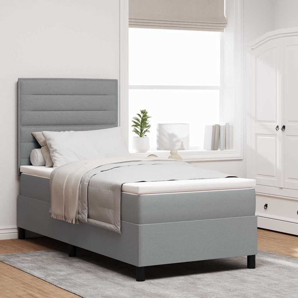 Boxspringbett mit Matratze mit LED Hellgrau 100 x 200 cm Stoff