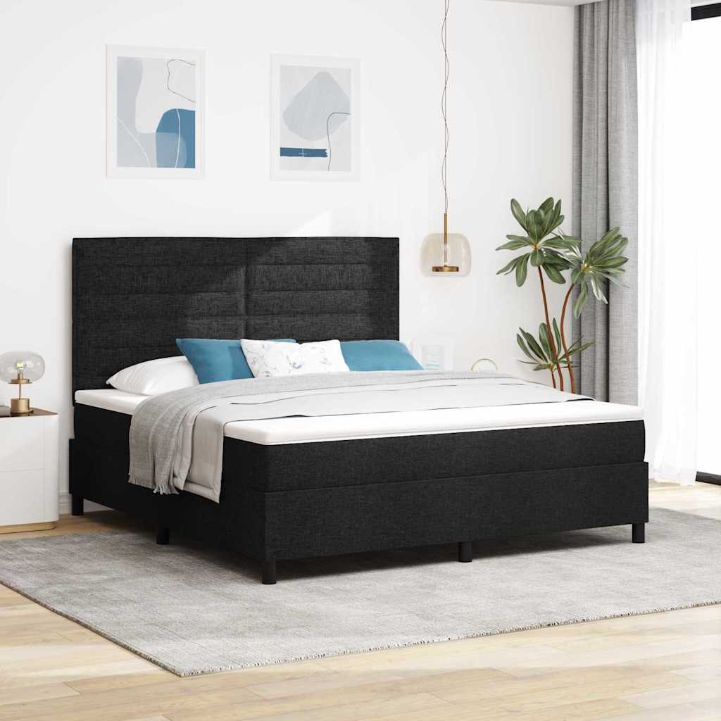 Boxspringbett mit Matratze mit LED Schwarz 180 x 200 cm Stoff