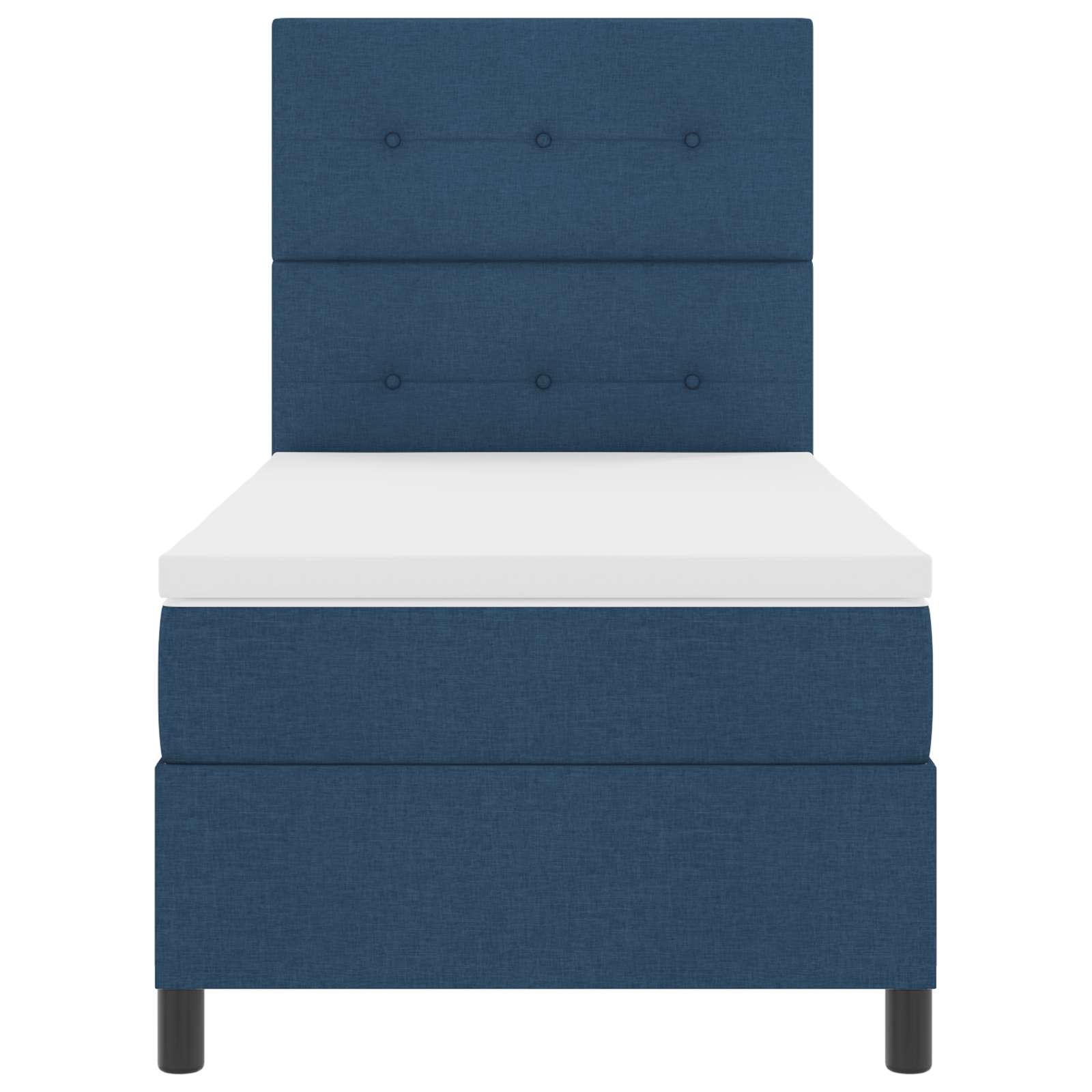 Boxspringbett mit LED-Lichtleisten Blau 80 x 200 cm Stoff