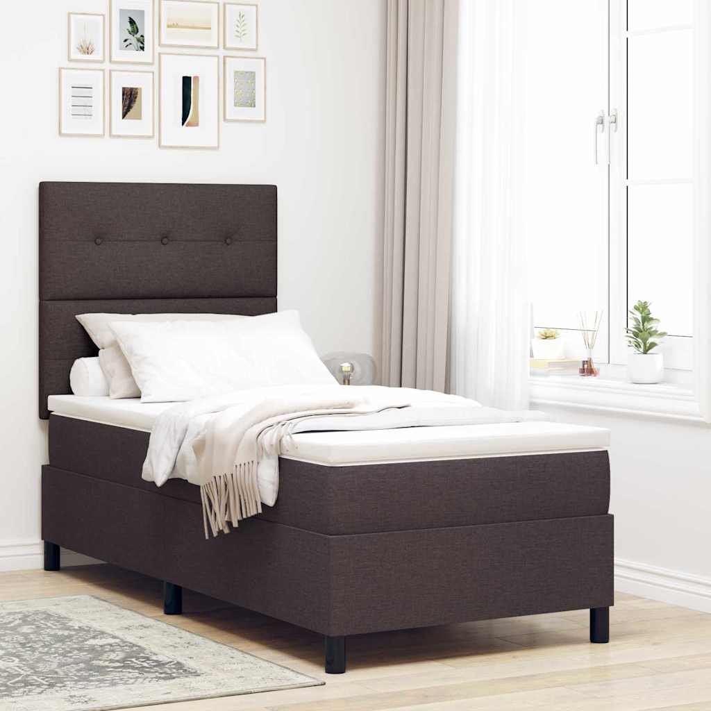 Boxspringbett mit Kopfteil Dunkelbraun 100 x 200 cm Stoff