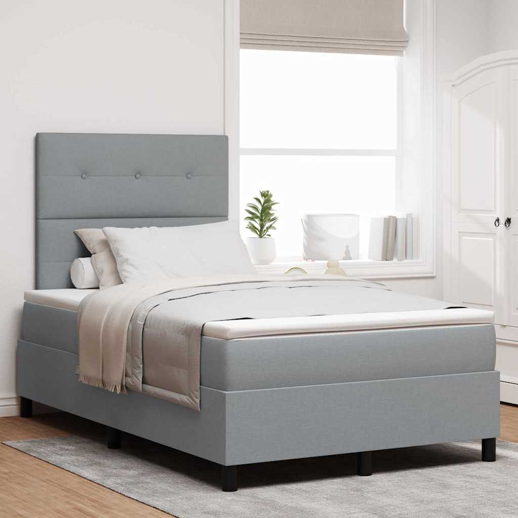 Boxspringbett mit LED-Lichtleisten Hellgrau 120 x 190 cm Stoff