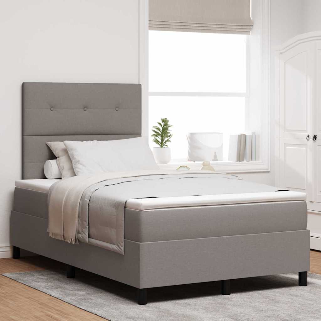 Boxspringbett mit LED-Lichtleisten Taupe 120 x 190 cm Stoff