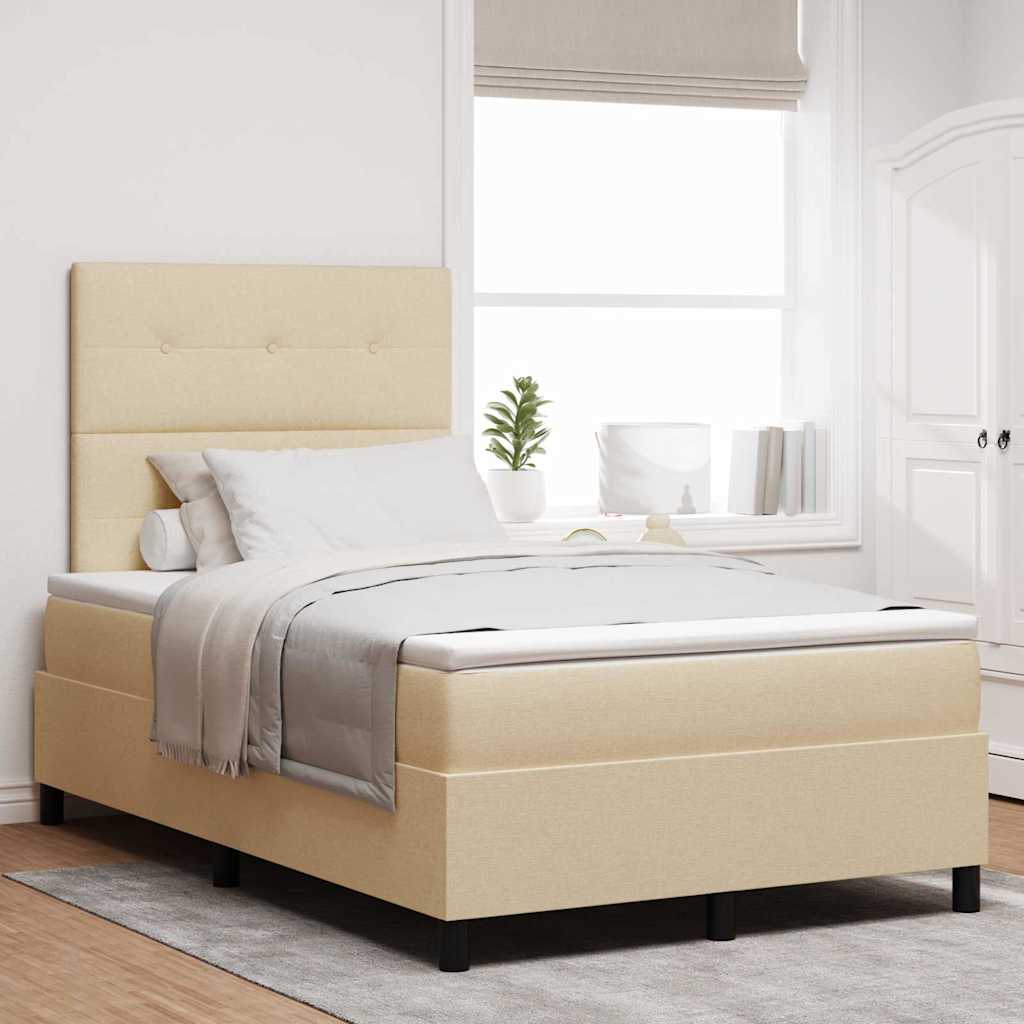 Boxspringbett mit LED-Lichtleisten Creme 120 x 190 cm Stoff