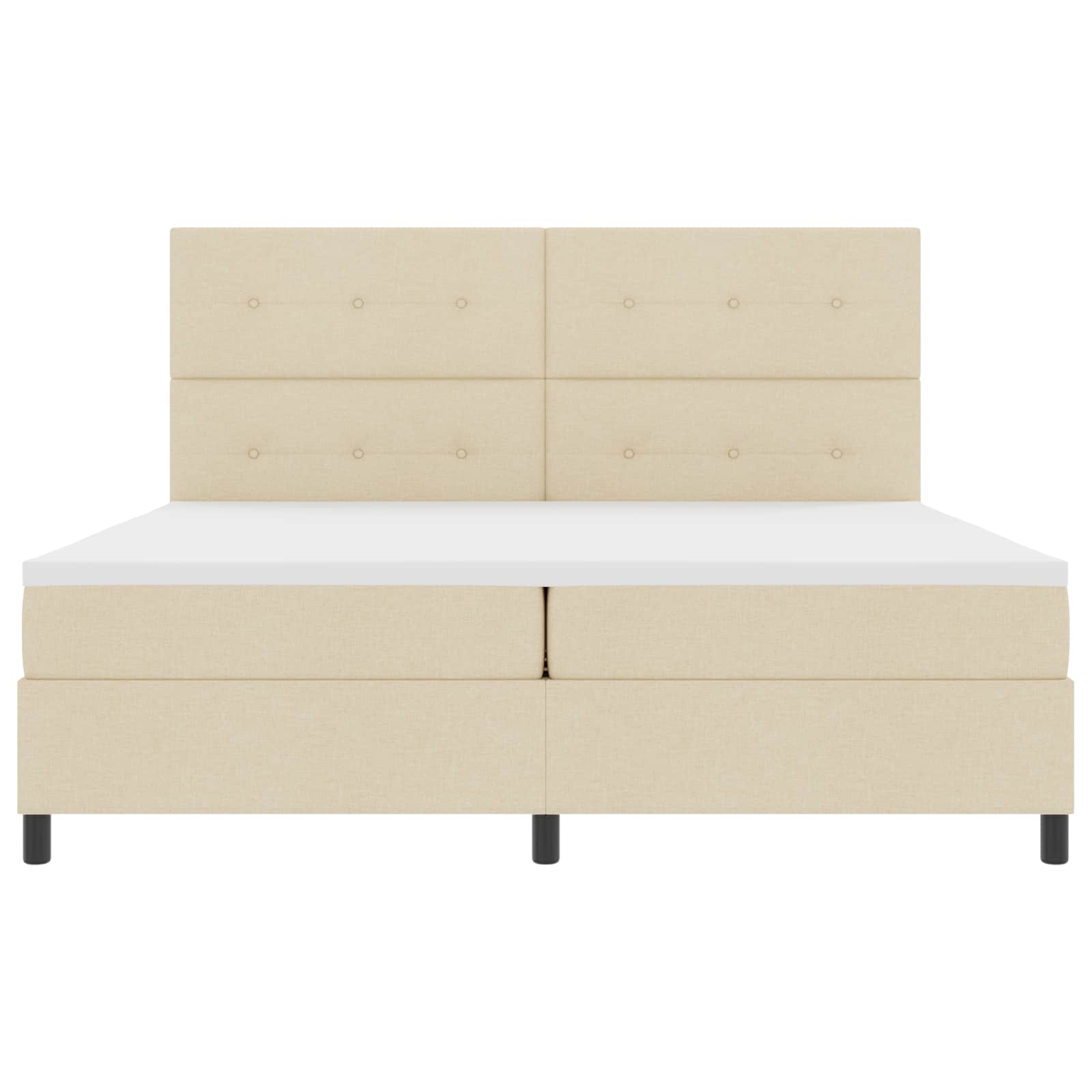Boxspringbett mit LED-Lichtleisten Creme 200 x 200 cm Stoff