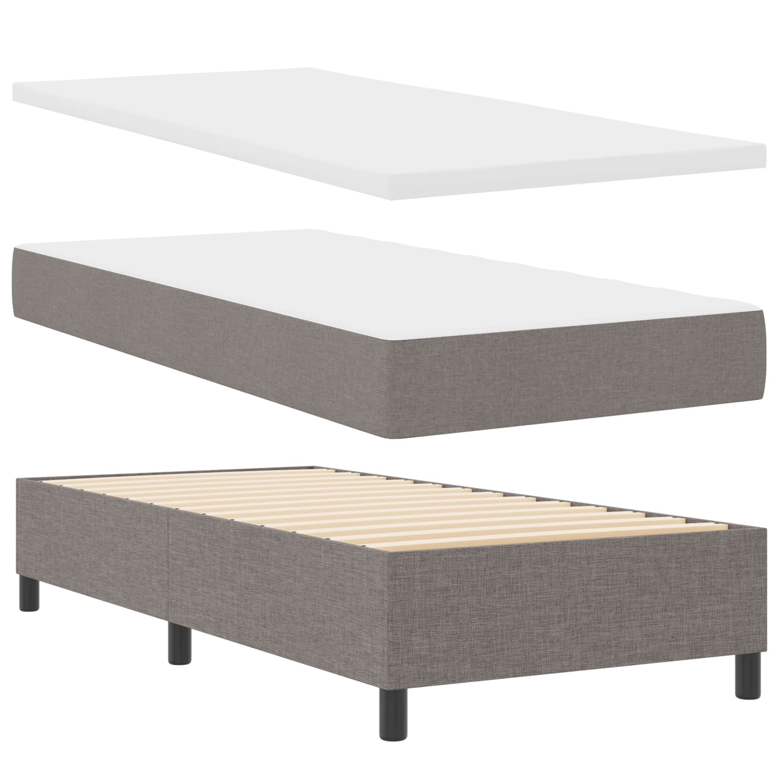 Boxspringbett mit LED-Lichtleisten Taupe 100 x 200 cm Stoff