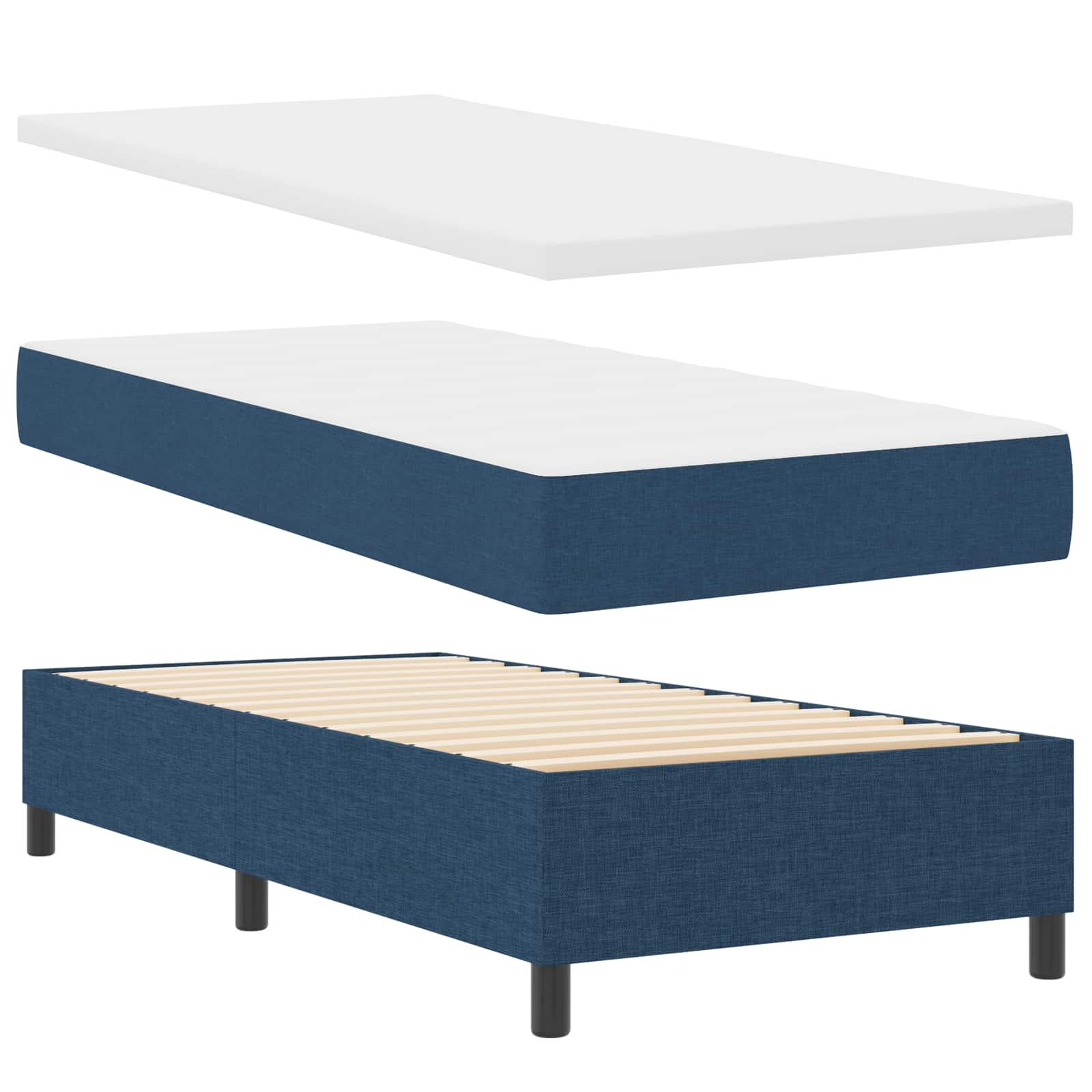 Boxspringbett mit LED-Lichtleisten Blau 100 x 200 cm Stoff