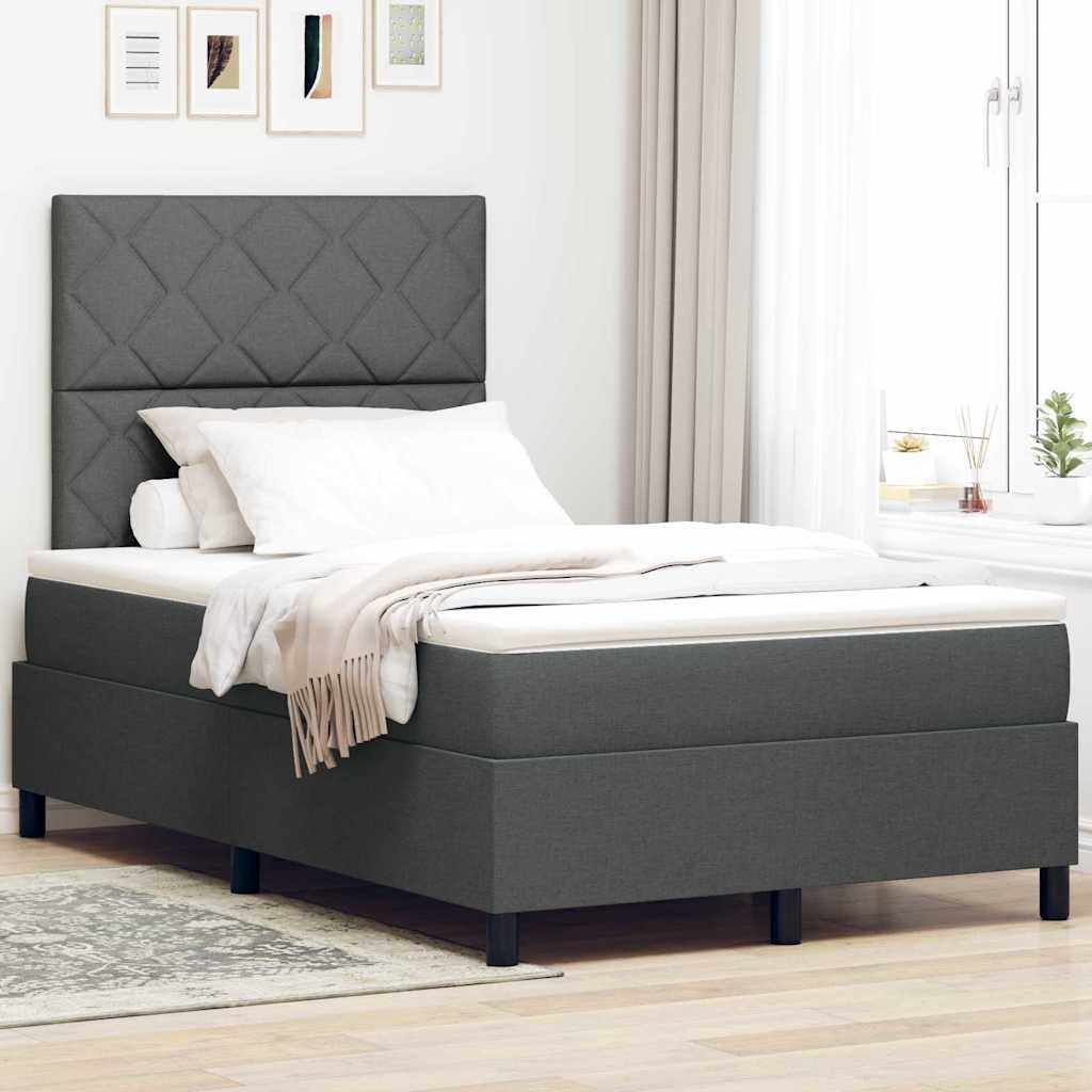 Boxspringbett mit Kopfteil Dunkelgrau 120 x 190 cm Stoff