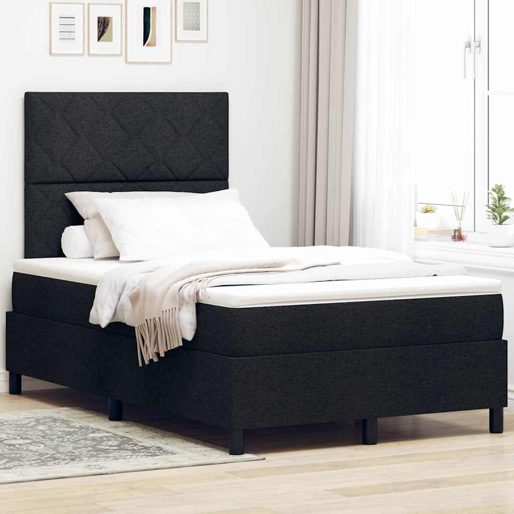 Boxspringbett mit LED-Lichtleisten Schwarz 120 x 190 cm Stoff