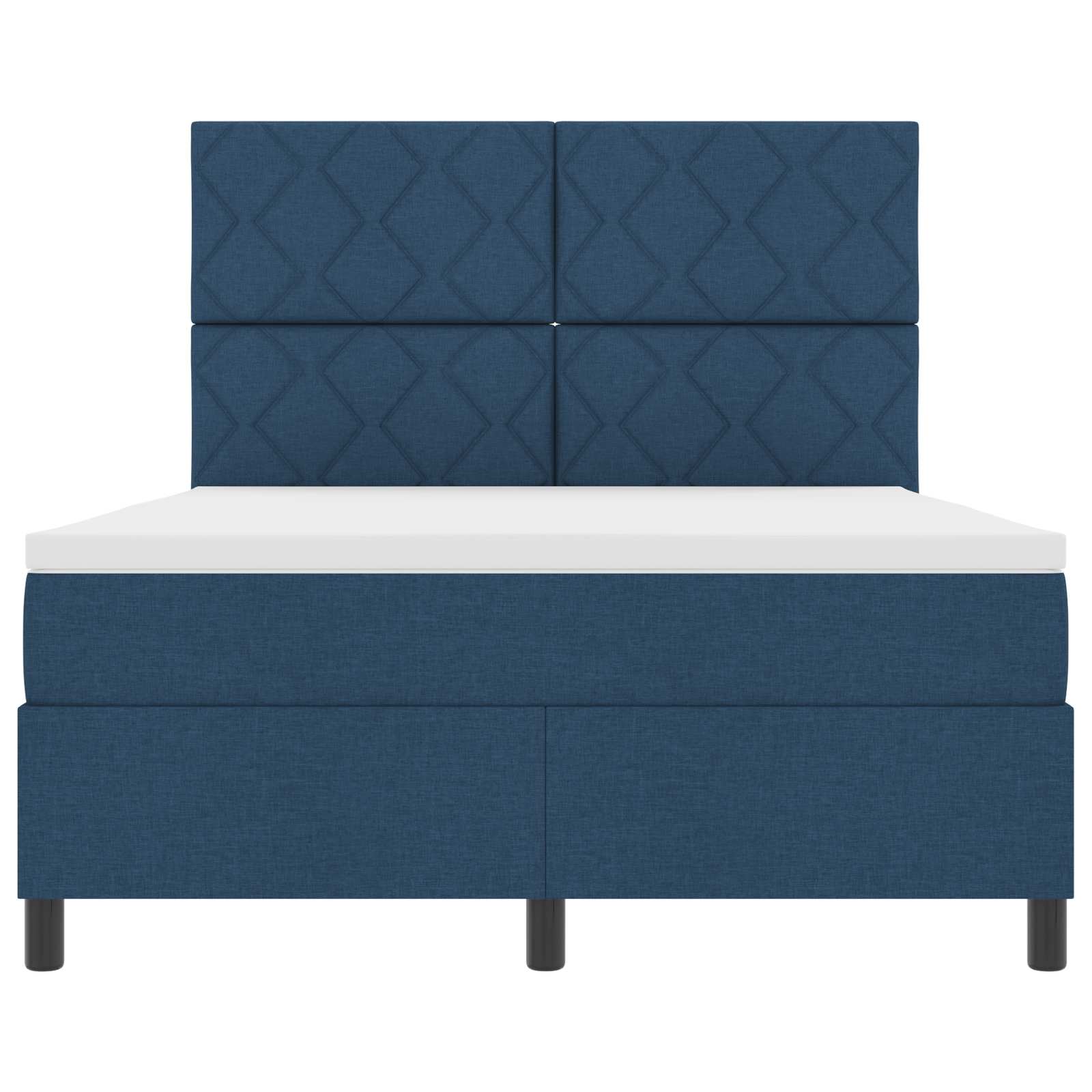 Boxspringbett mit LED-Lichtleisten Blau 160 x 200 cm Stoff