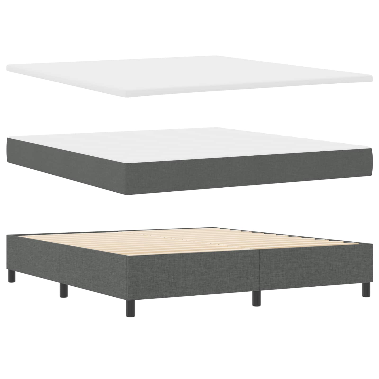 Boxspringbett mit Kopfteil Dunkelgrau 180 x 200 cm Stoff