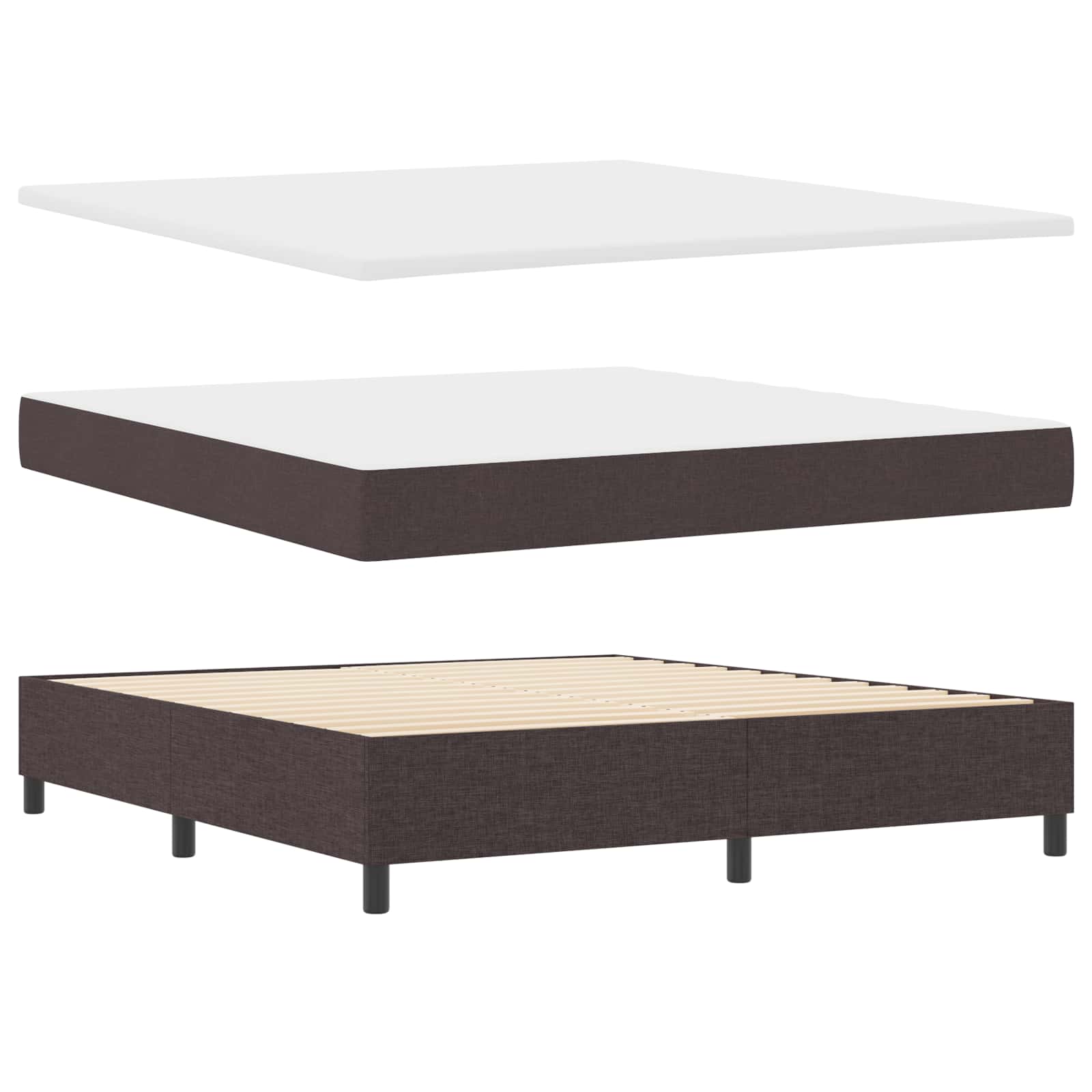 Boxspringbett mit Kopfteil Dunkelbraun 180 x 200 cm Stoff