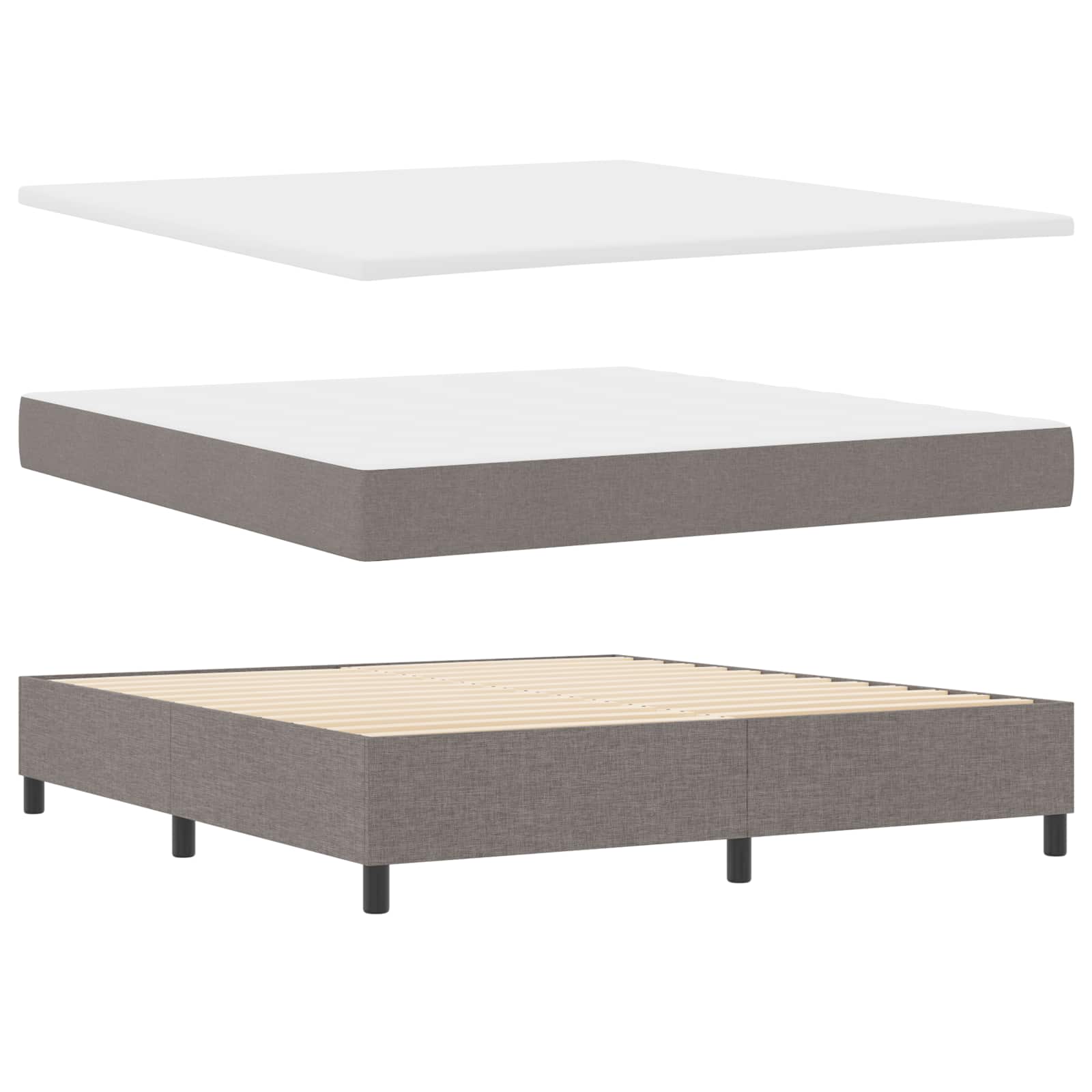 Boxspringbett mit LED-Lichtleisten Taupe 180 x 200 cm Stoff