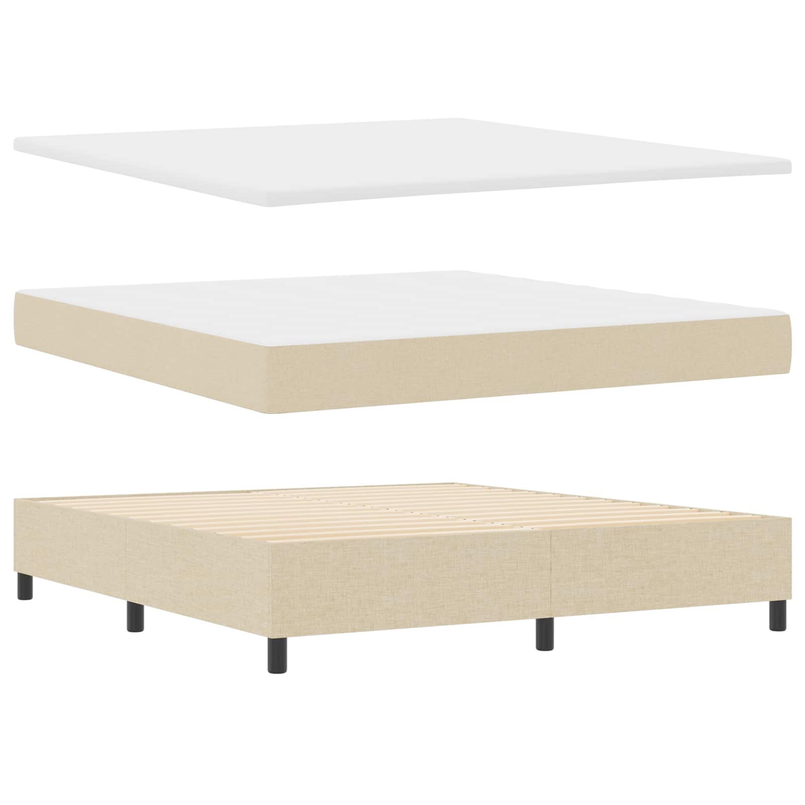 Boxspringbett mit LED-Lichtleisten Creme 180 x 200 cm Stoff