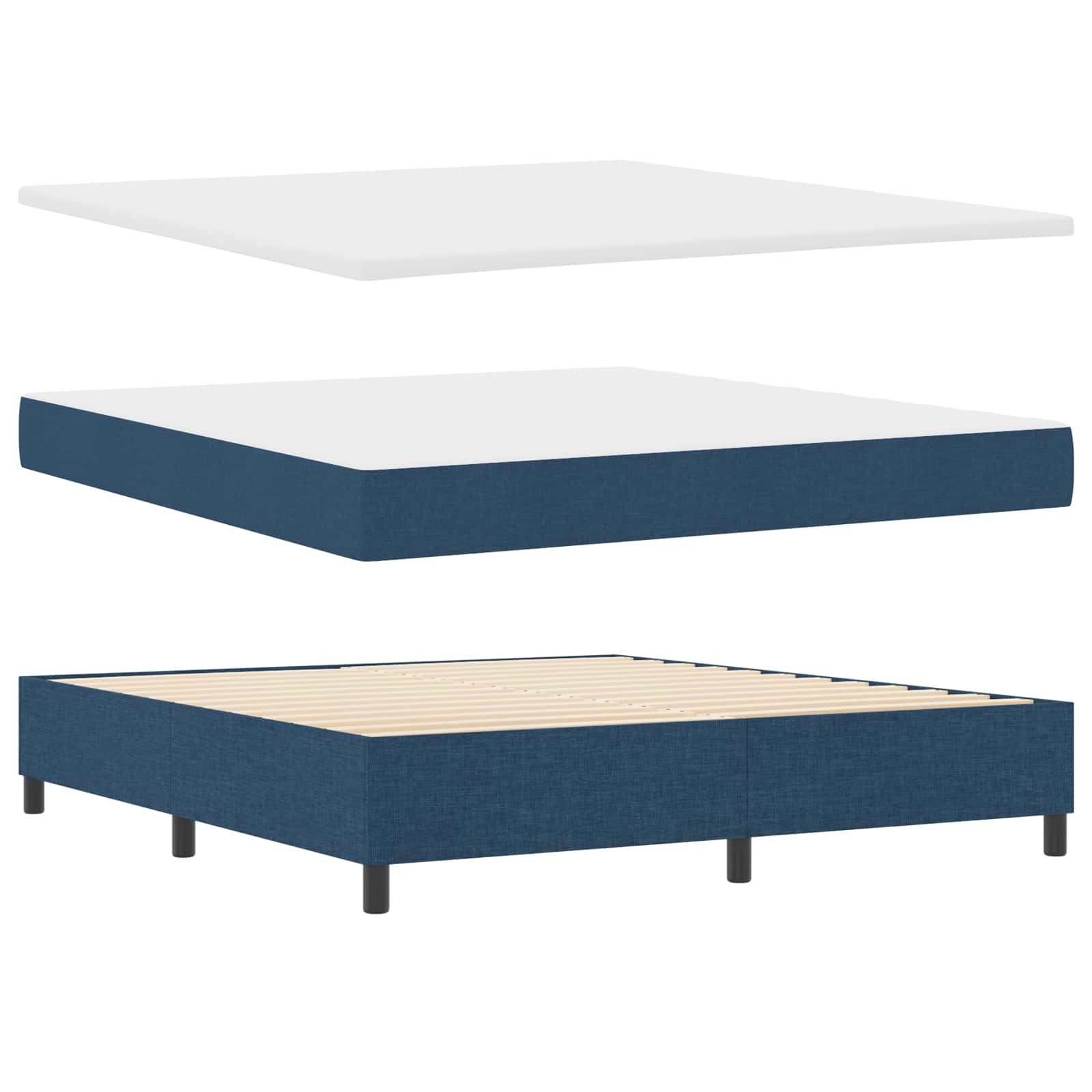 Boxspringbett mit LED-Lichtleisten Blau 180 x 200 cm Stoff