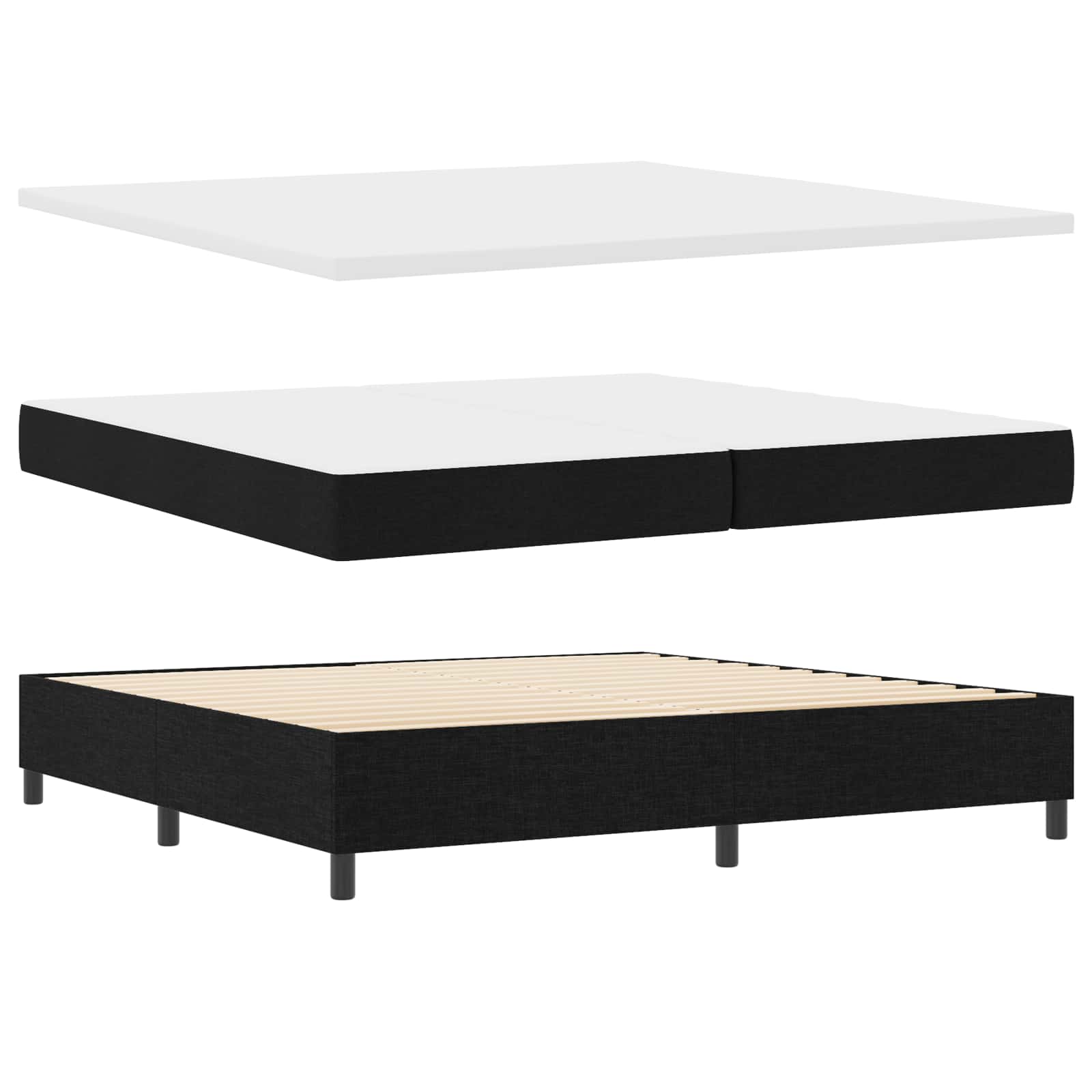 Boxspringbett mit Matratze mit LED Schwarz 200 x 200 cm Stoff