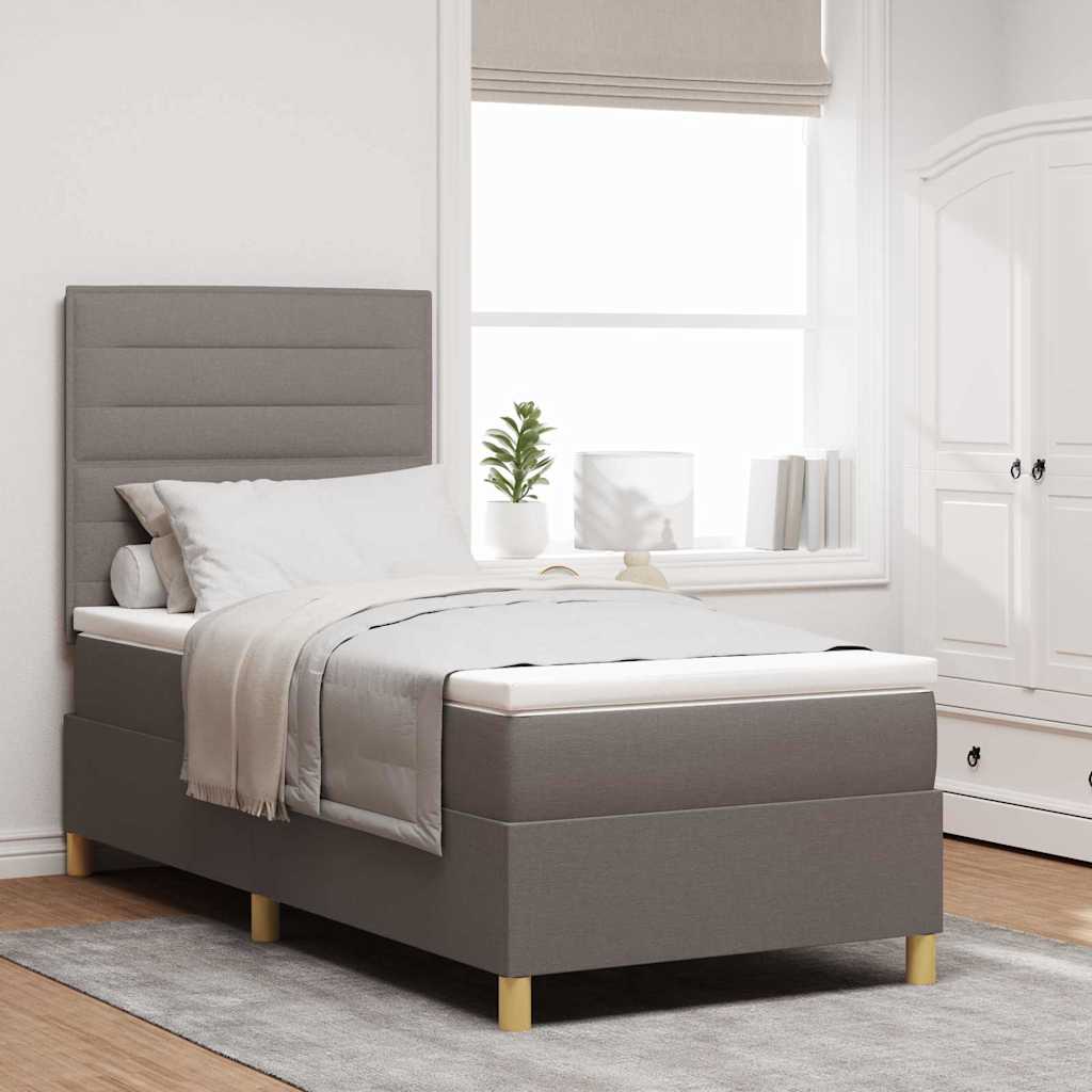 LED Boxspringbett mit Kopfteil Taupe 90 x 190 cm Stoff