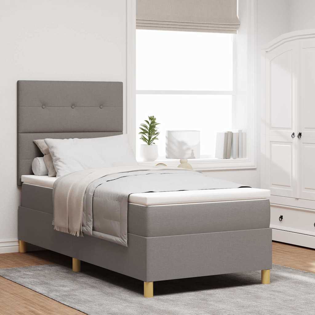 LED Boxspringbett mit Kopfteil Taupe 80 x 200 cm Stoff