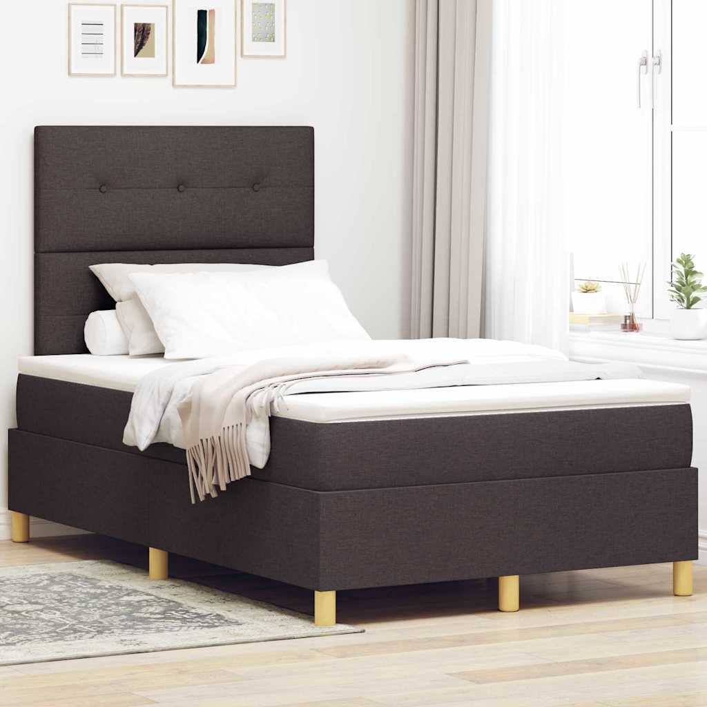 LED Boxspringbett mit Kopfteil Dunkelbraun 120 x 190 cm Stoff