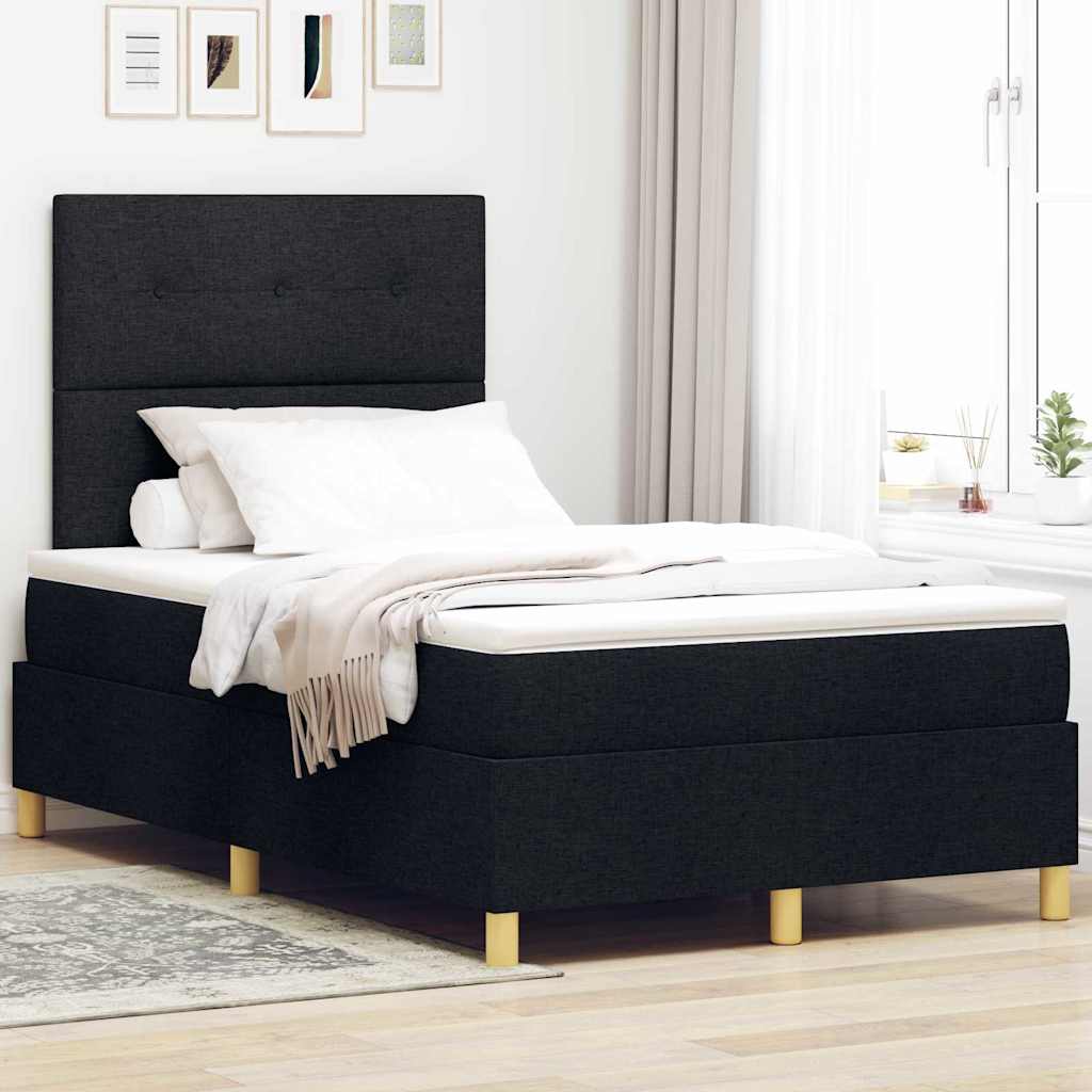LED Boxspringbett mit Kopfteil Schwarz 120 x 200 cm Stoff