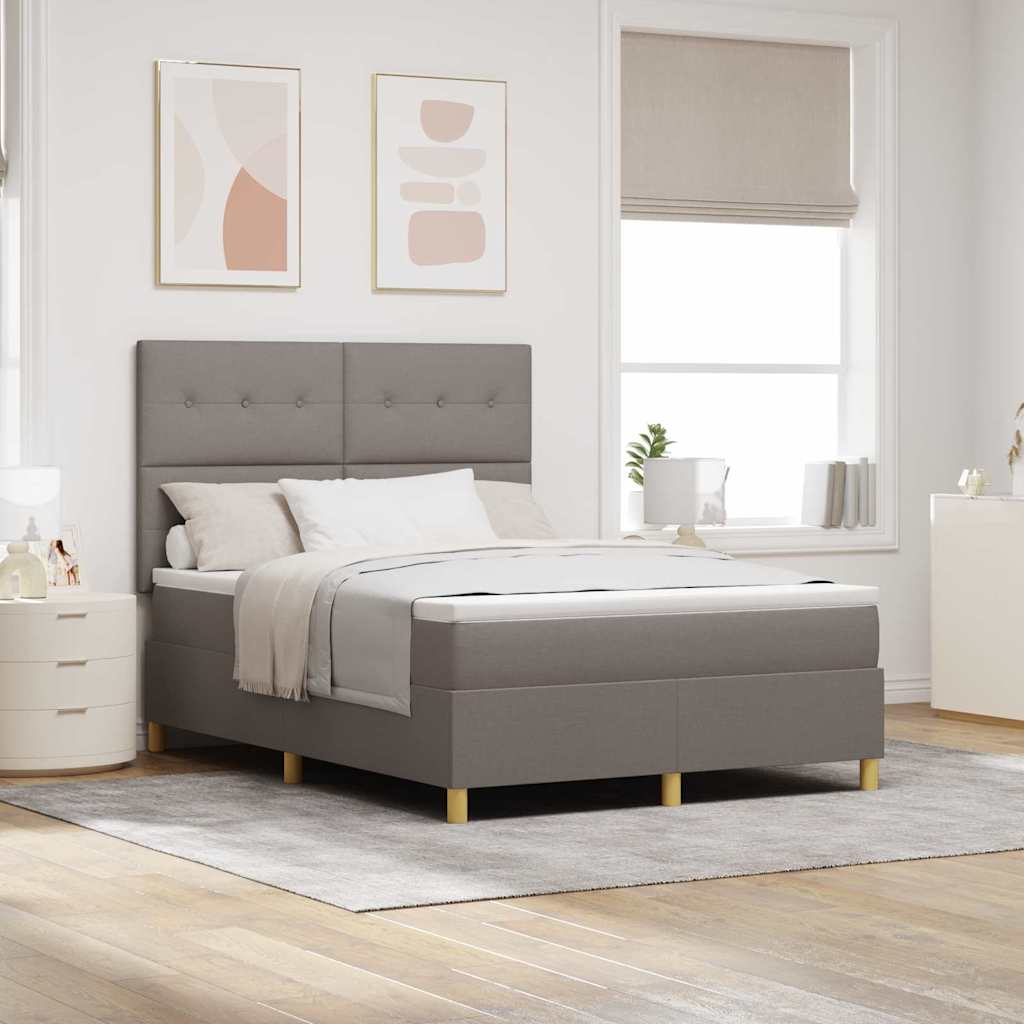 LED Boxspringbett mit Kopfteil Taupe 160 x 200 cm Stoff