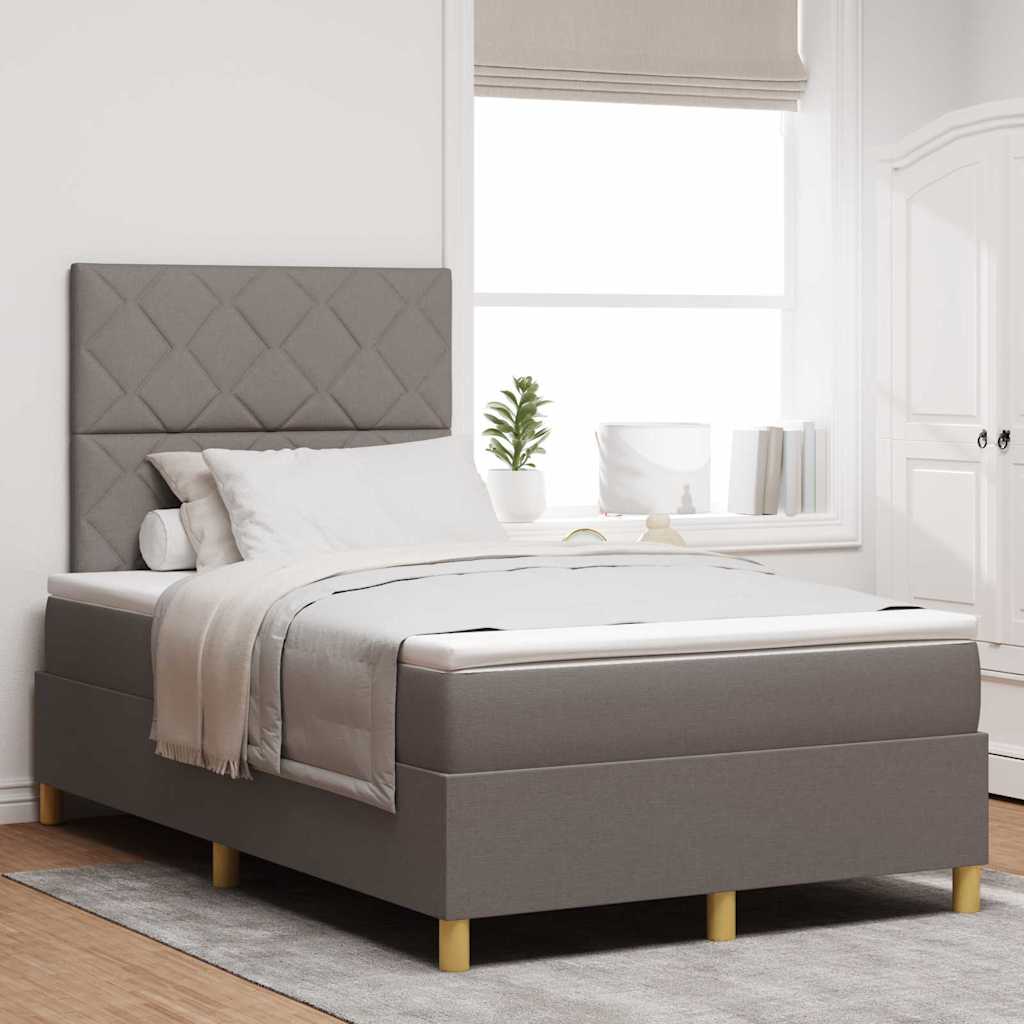 LED Boxspringbett mit Kopfteil Taupe 120 x 190 cm Stoff