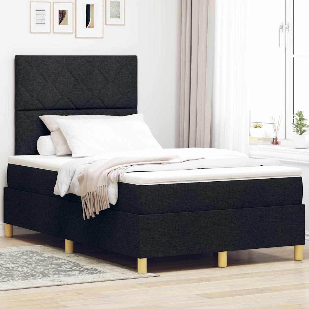 LED Boxspringbett mit Kopfteil Schwarz 120 x 200 cm Stoff