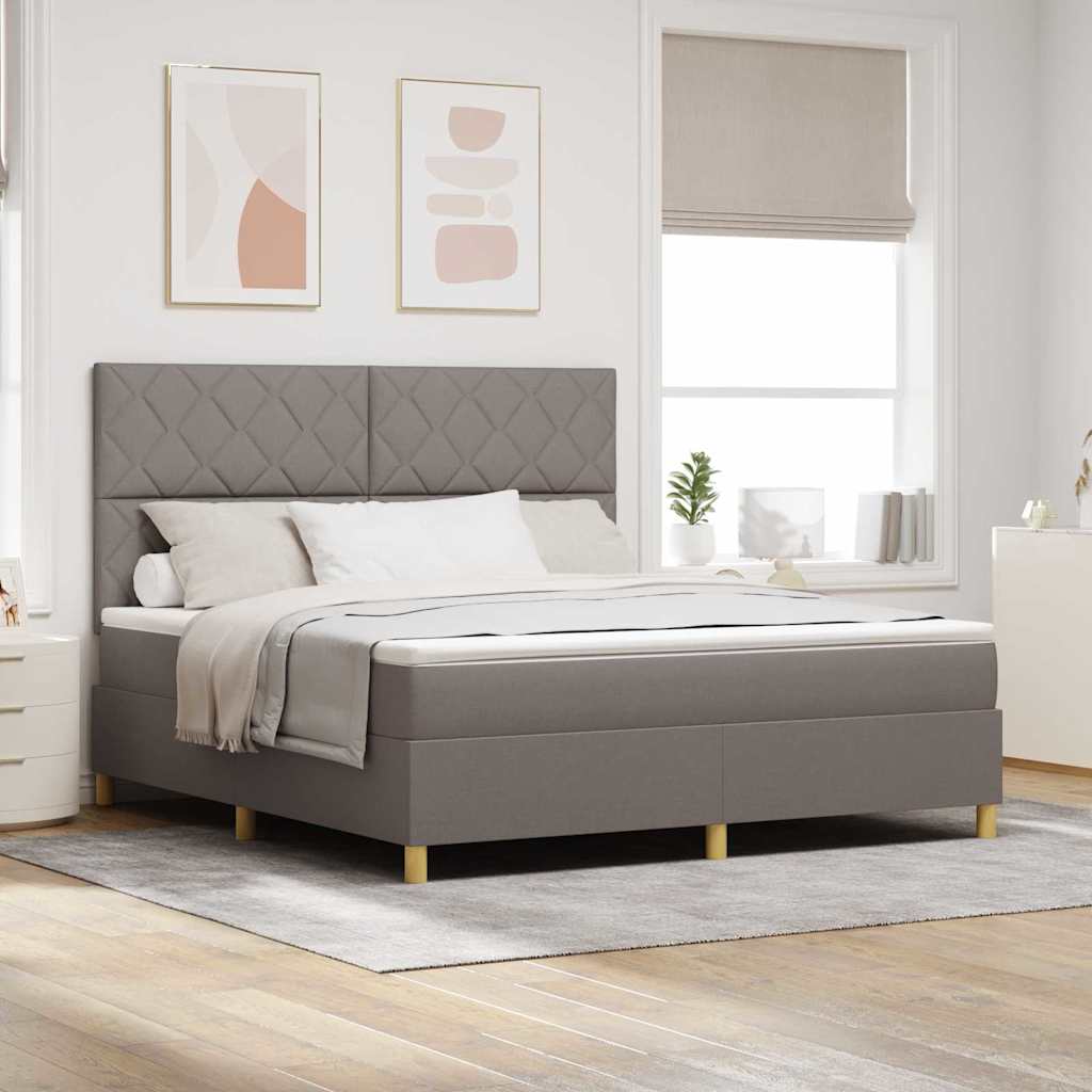 LED Boxspringbett mit Kopfteil Taupe 180 x 200 cm Stoff