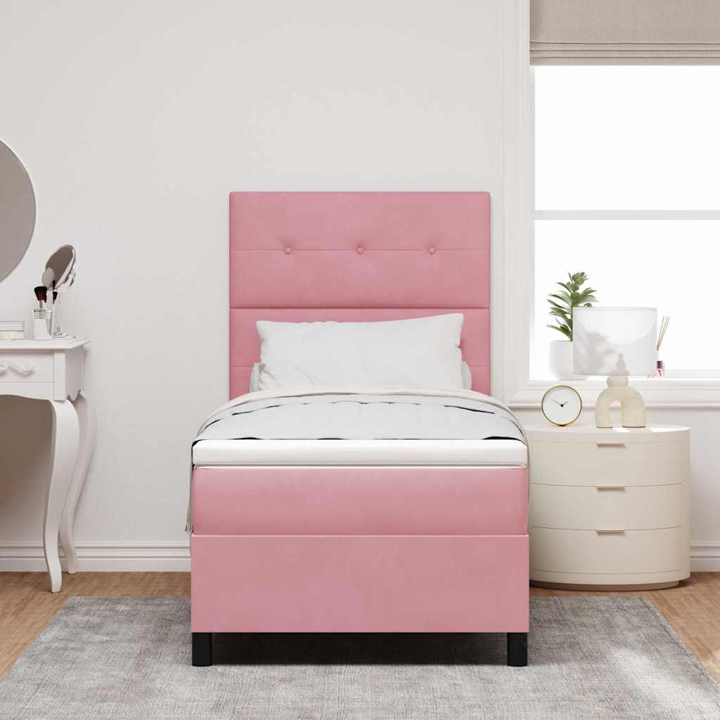 LED Boxspringbett mit Kopfteil Rosa 80 x 200 cm Samt
