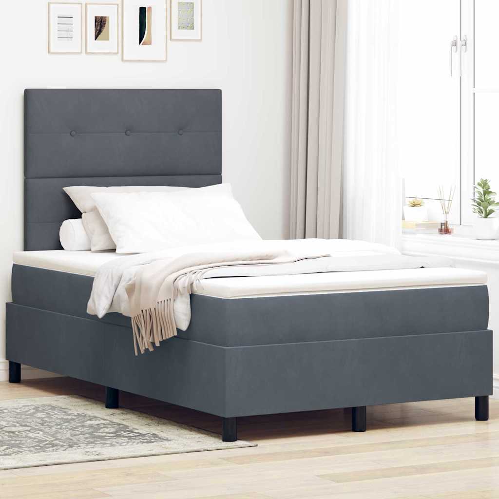 LED Boxspringbett mit Kopfteil Dunkelgrau 120 x 190 cm Samt