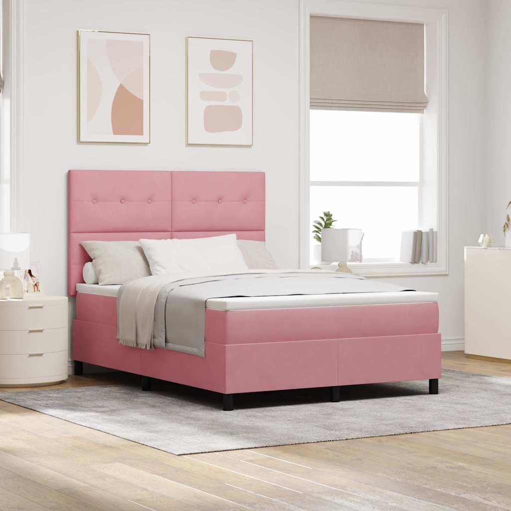 LED Boxspringbett mit Kopfteil Rosa 160 x 200 cm Samt