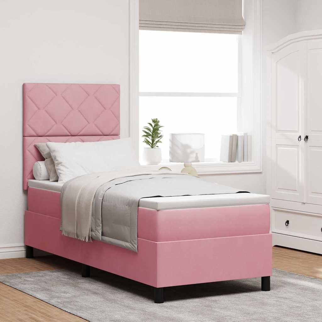 LED Boxspringbett mit Kopfteil Rosa 80 x 200 cm Samt