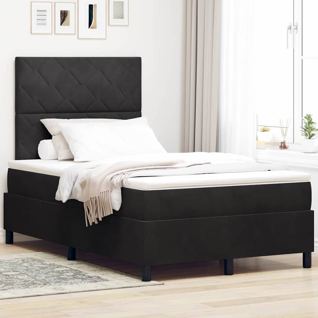 LED Boxspringbett mit Kopfteil Schwarz 120 x 190 cm Samt