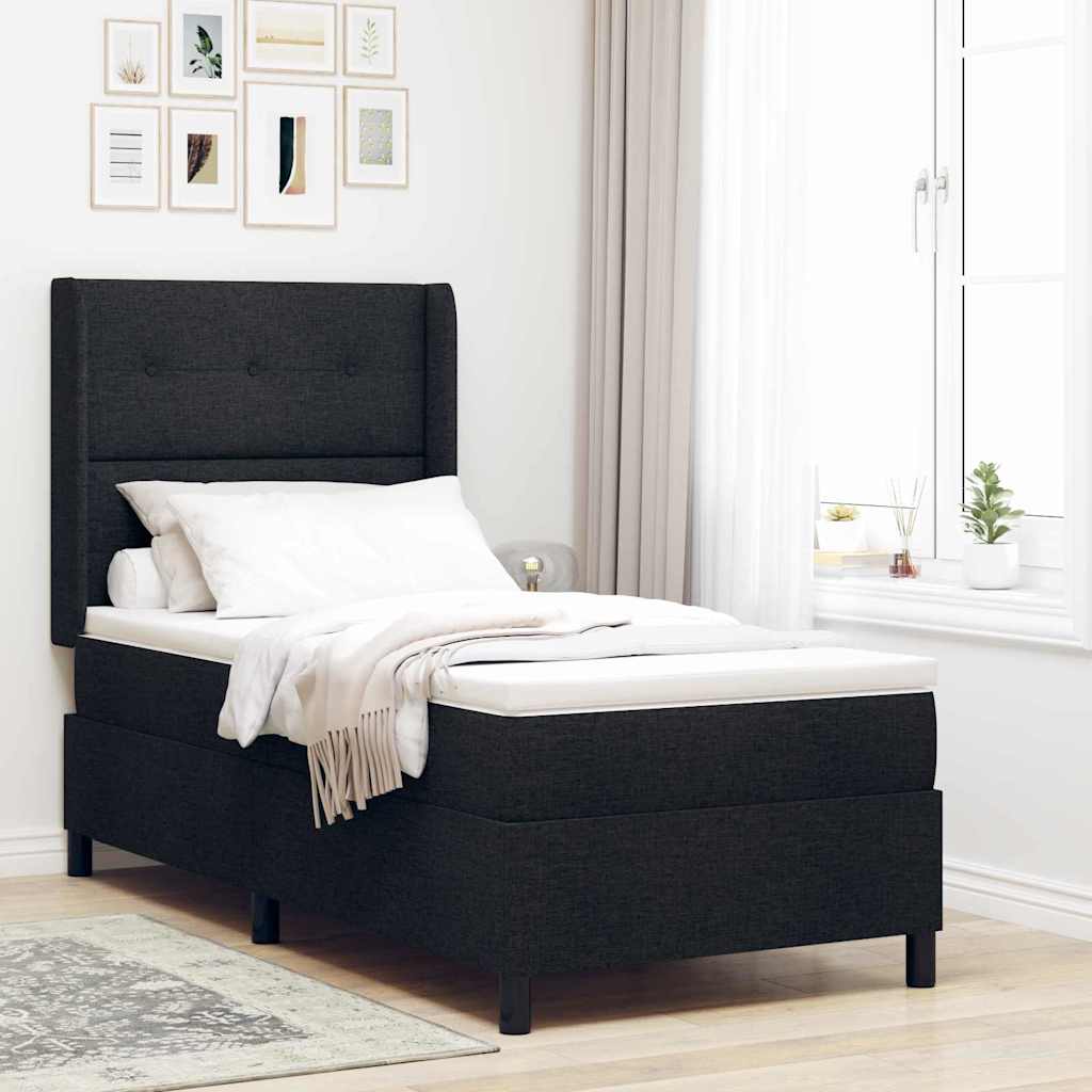 LED Boxspringbett mit Kopfteil Schwarz 80 x 200 cm Stoff