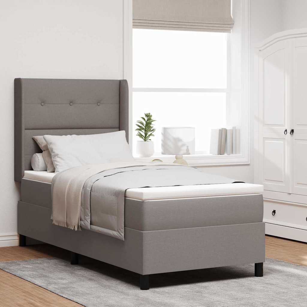 LED Boxspringbett mit Kopfteil Taupe 90 x 200 cm Stoff