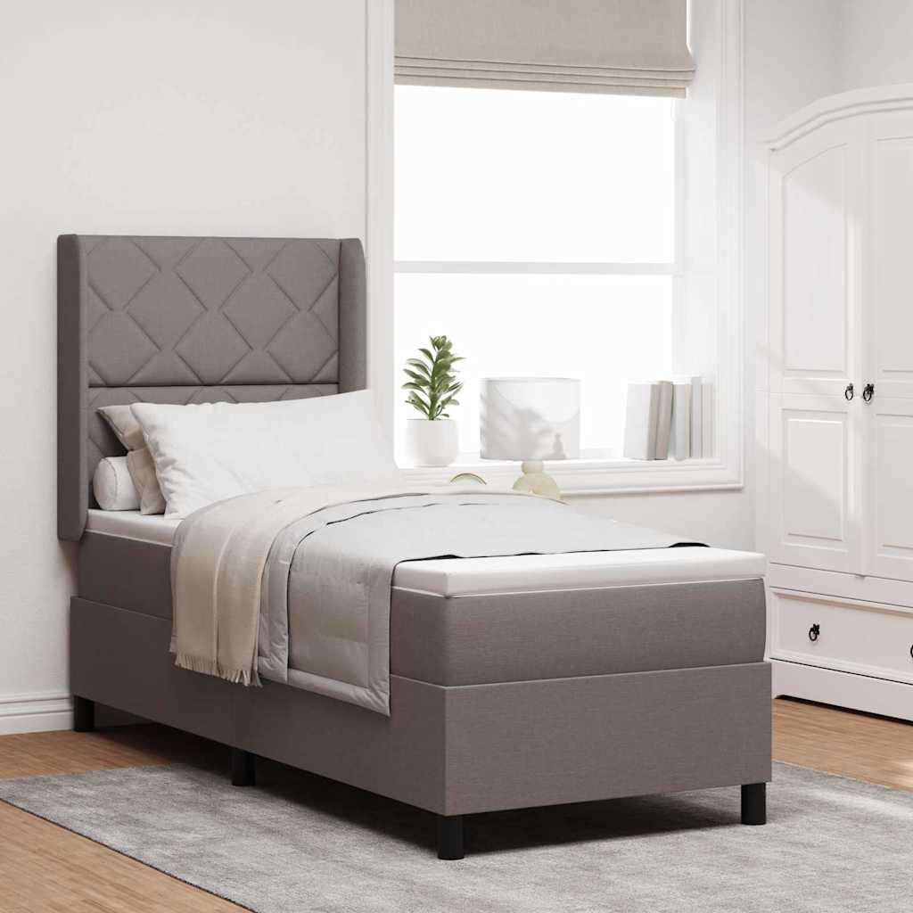 LED Boxspringbett mit Kopfteil Taupe 80 x 200 cm Stoff