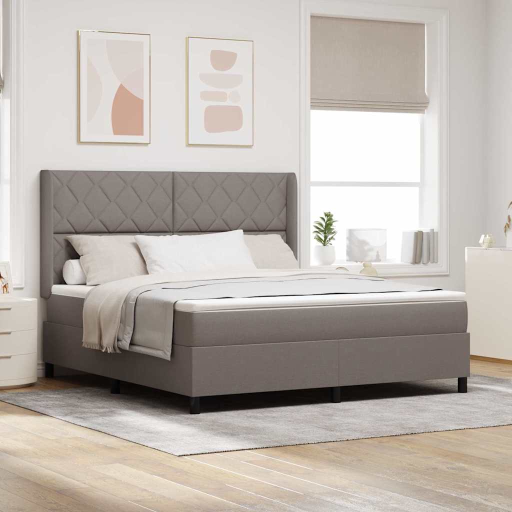 LED Boxspringbett mit Kopfteil Taupe 180 x 200 cm Stoff