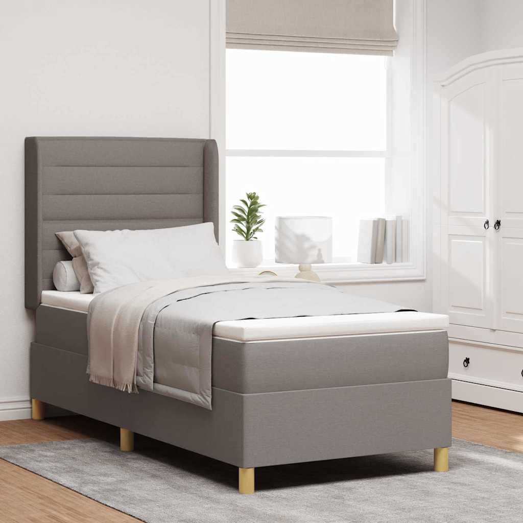 Boxspringbett mit LED-Lichtleisten Taupe 90 x 190 cm Stoff
