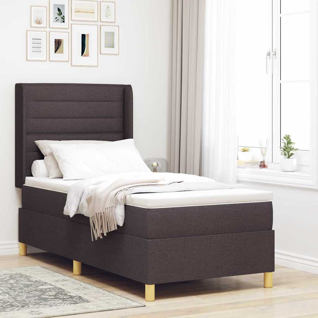 Boxspringbett mit LED-Lichtleisten Braun 100 x 200 cm Stoff