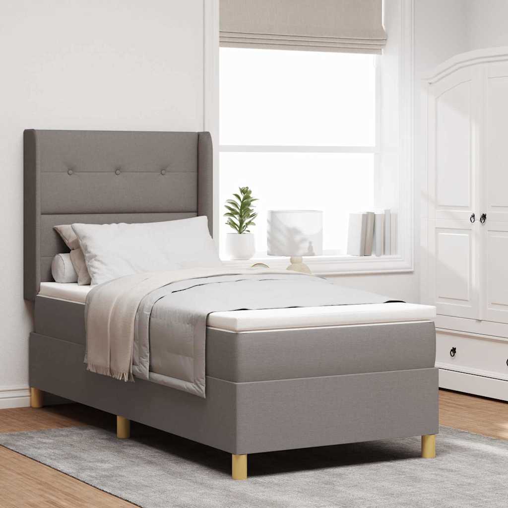 Boxspringbett mit LED-Lichtleisten Taupe 90 x 200 cm Stoff