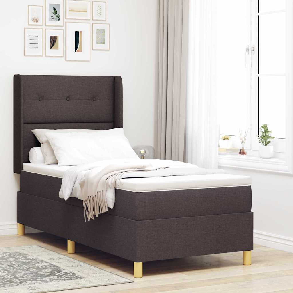 Boxspringbett mit LED-Lichtleisten Braun 100 x 200 cm Stoff