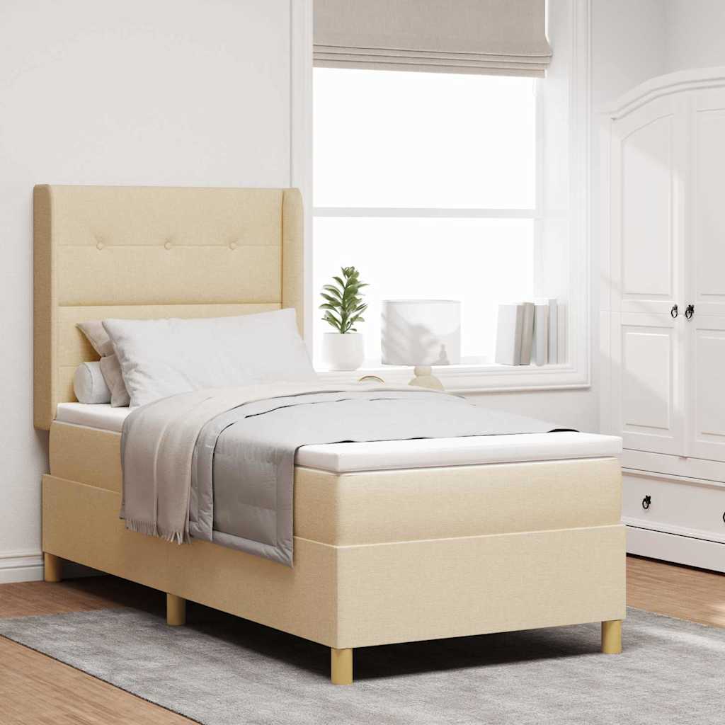 Boxspringbett mit LED-Lichtleisten Creme 100 x 200 cm Stoff