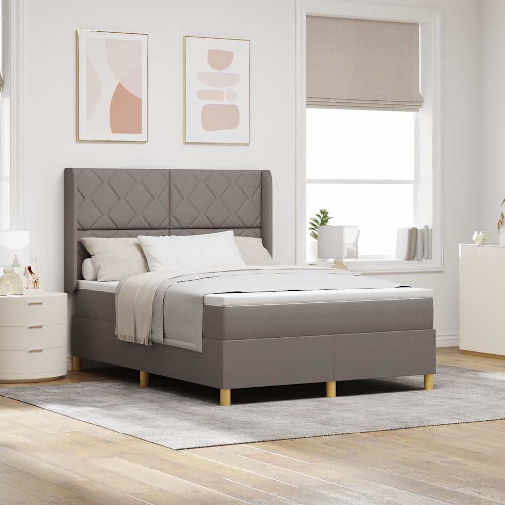 Boxspringbett mit LED-Lichtleisten Taupe 140 x 200 cm Stoff