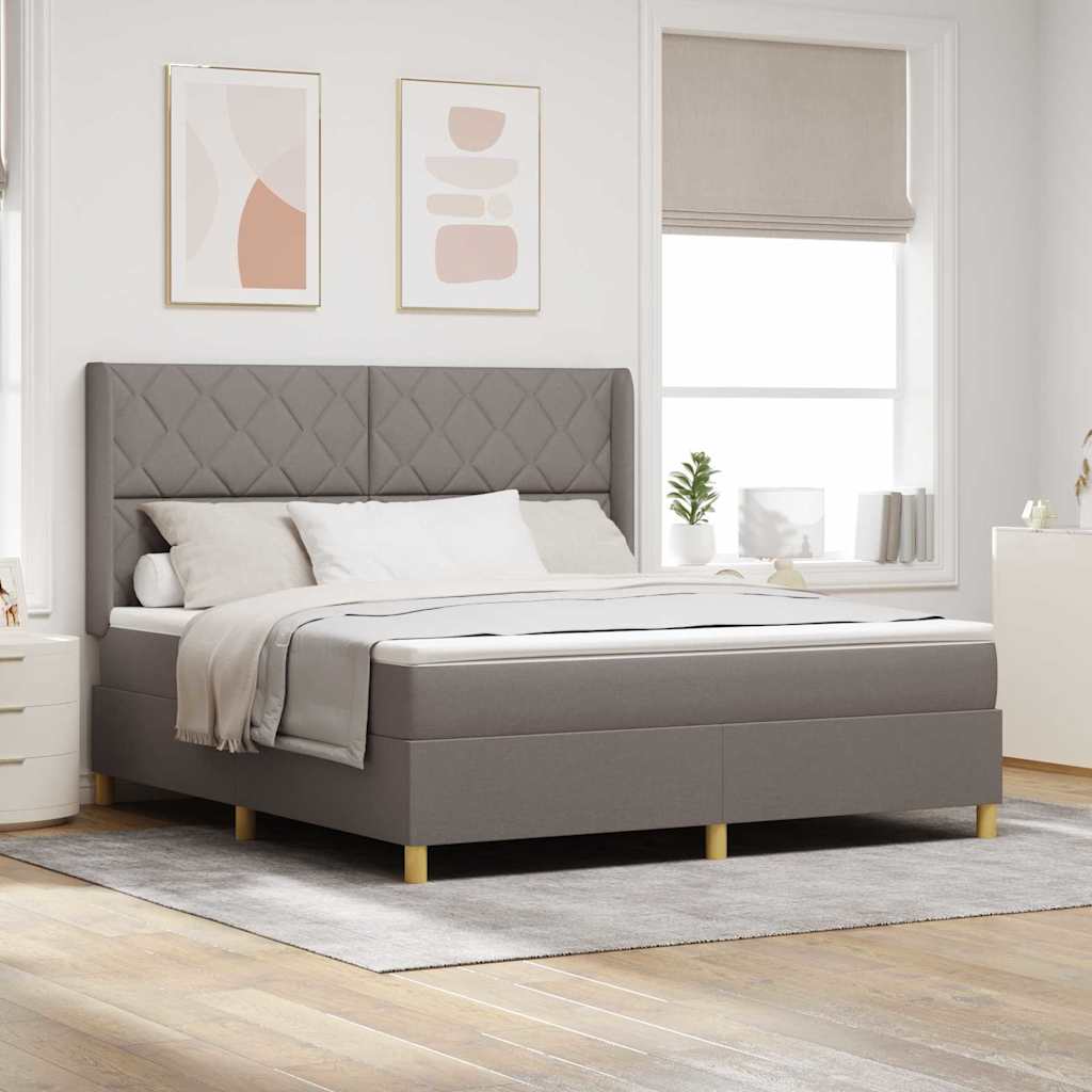 Boxspringbett mit LED-Lichtleisten Taupe 180 x 200 cm Stoff