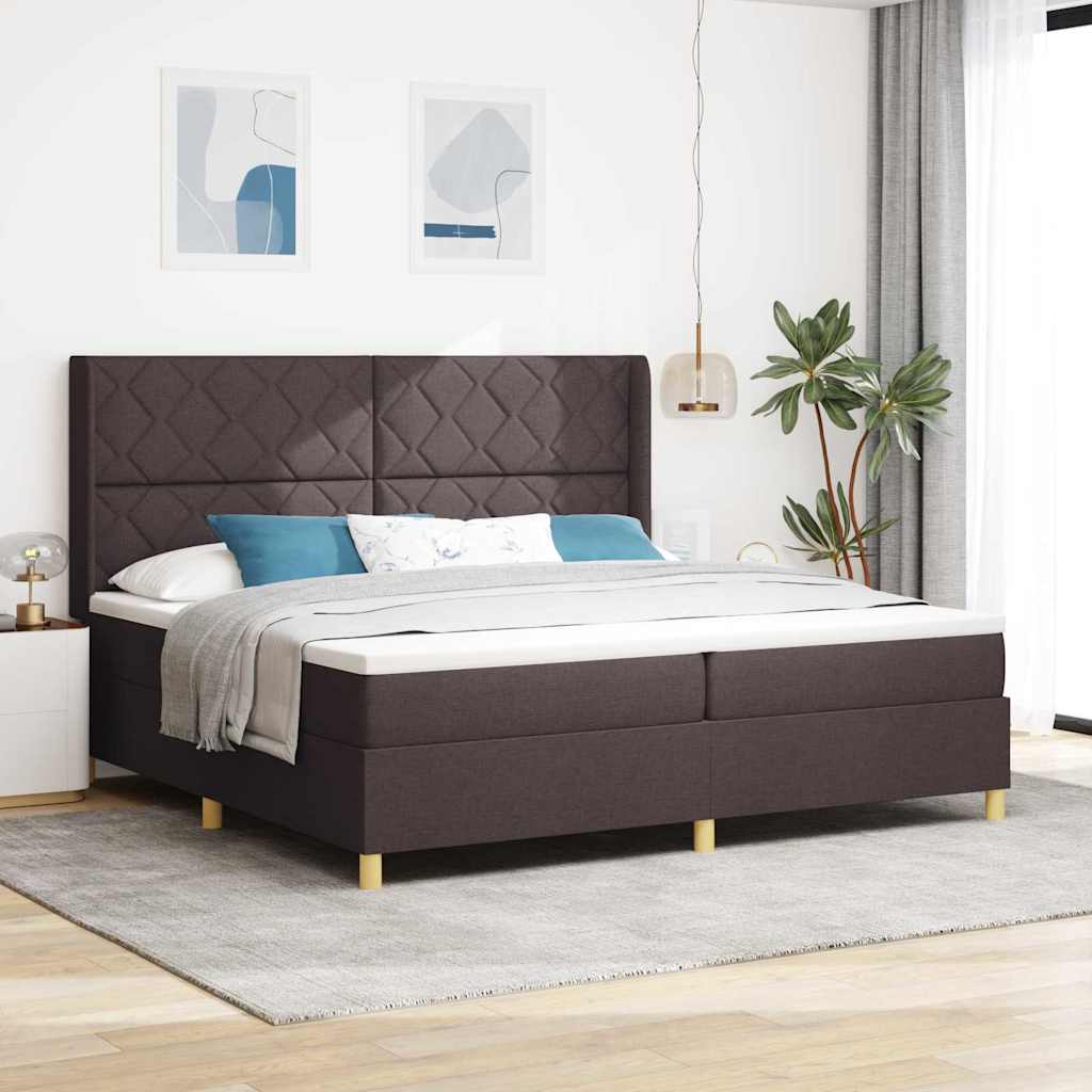 Boxspringbett mit LED-Lichtleisten Braun 200 x 200 cm Stoff