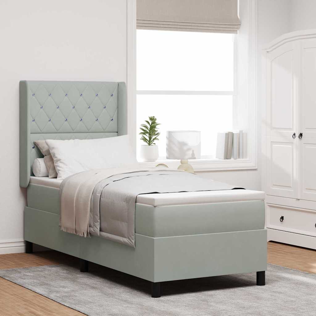 Boxspringbett mit Matratze mit LED Hellgrau 80 x 200 cm Samt