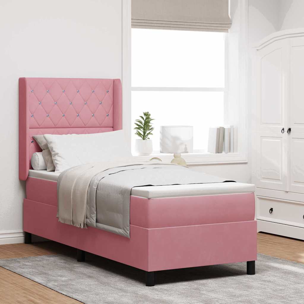 Boxspringbett mit Matratze mit LED Rosa 80 x 200 cm Samt