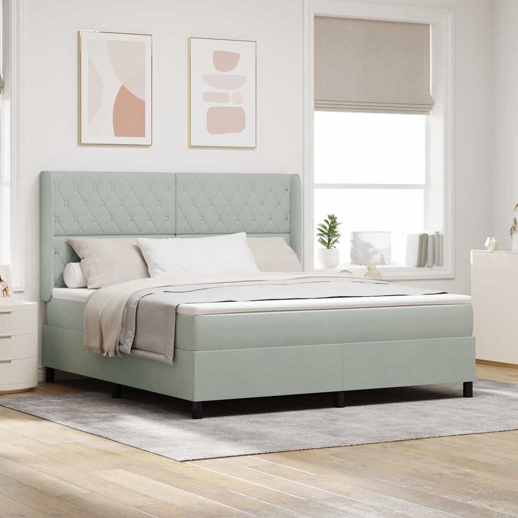 Boxspringbett mit Matratze mit LED Hellgrau 180 x 200 cm Samt