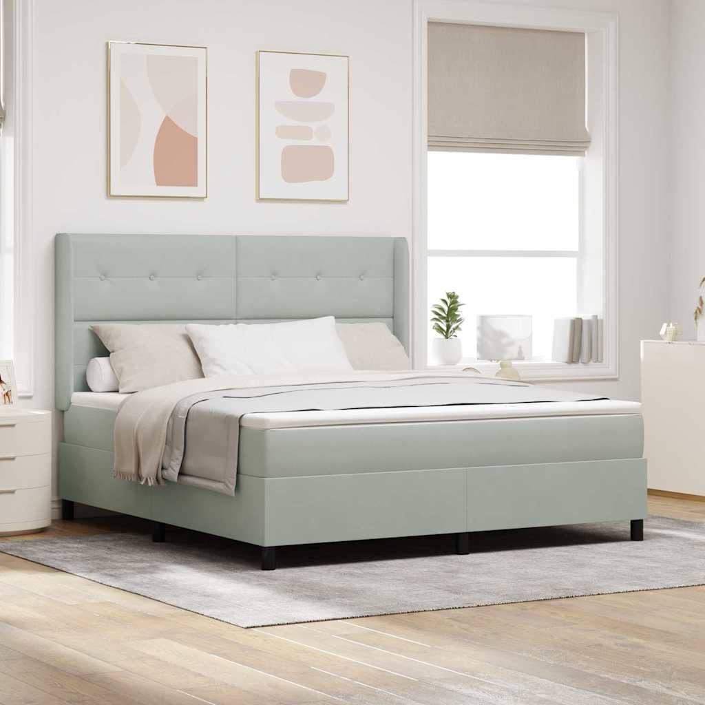 Boxspringbett mit LED-Lichtleisten Hellgrau 180 x 200 cm Samt