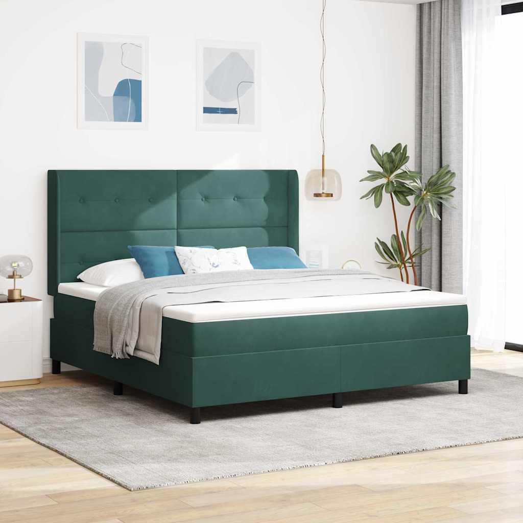 Boxspringbett mit LED-Lichtleisten Dunkelgrün 180 x 200 cm Samt